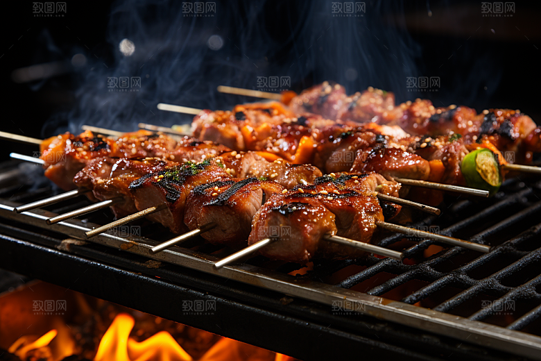 BBQ烧烤肉串广告摄影图