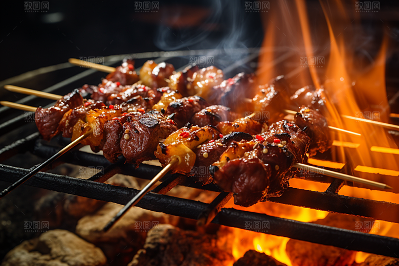BBQ烧烤肉串烤串摄影图