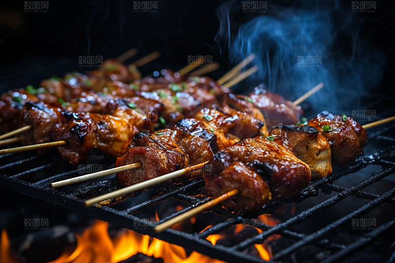 BBQ烧烤聚餐火热摄影图