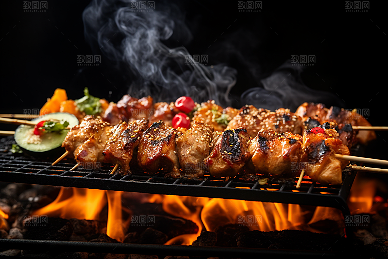 BBQ烧烤美食火辣摄影图