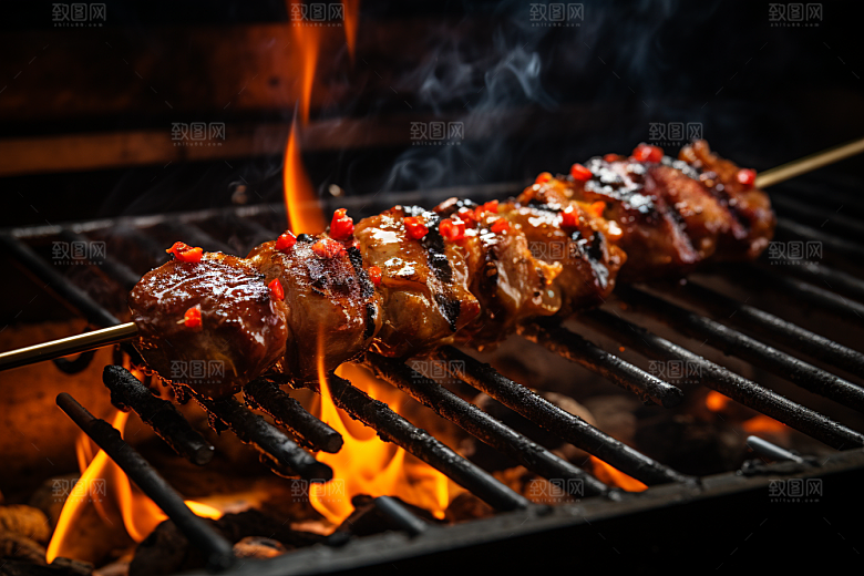 BBQ烧烤火辣美食摄影图