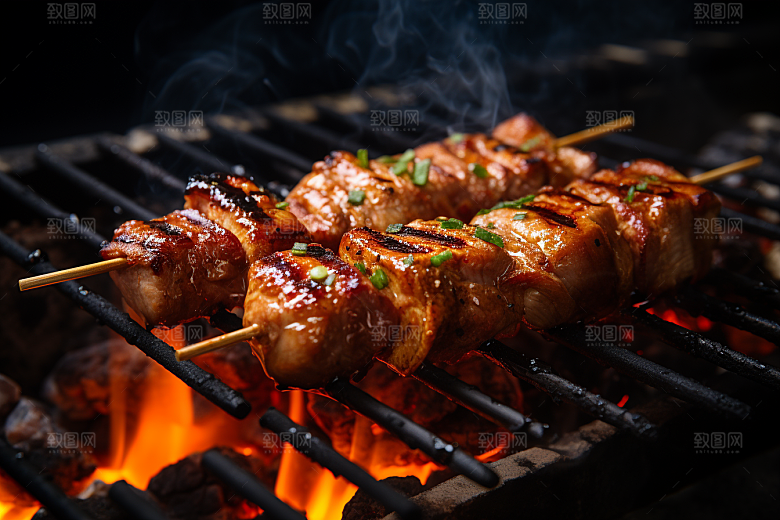 BBQ烧烤火热烤串摄影图