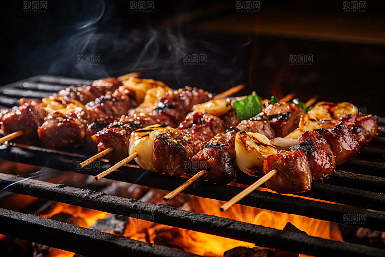BBQ烧烤聚会烤串摄影图