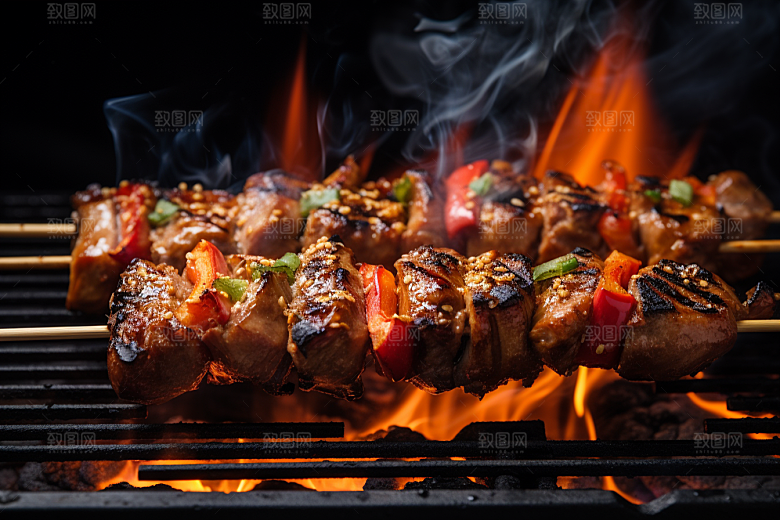 BBQ烧烤火热聚餐摄影图