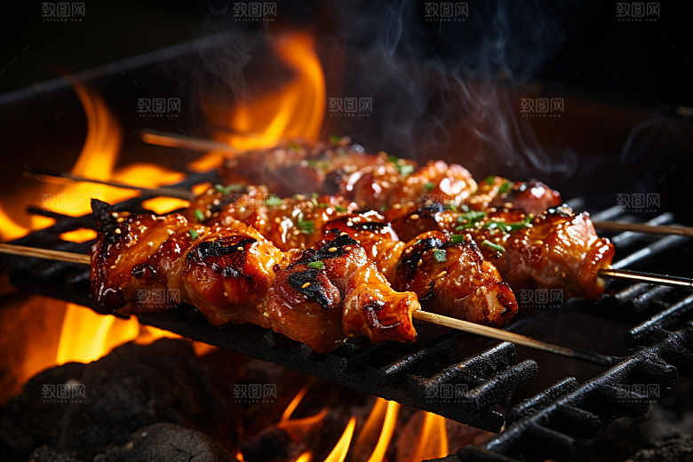 BBQ烧烤火辣肉食摄影图