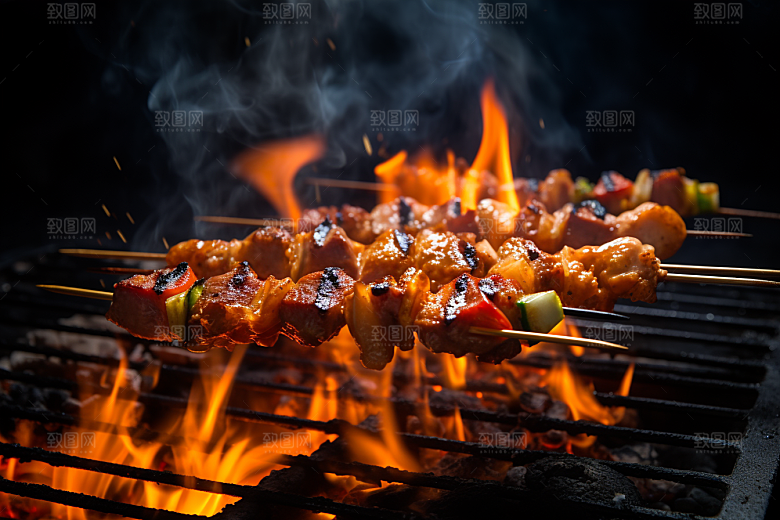 BBQ烧烤肉串聚会摄影图