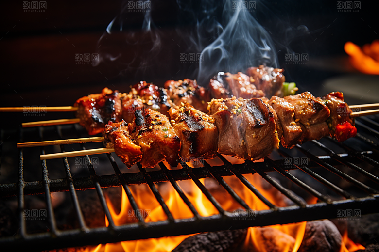 BBQ烧烤烤串肉串摄影图