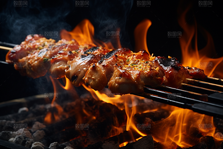 BBQ烧烤烤串美味摄影图