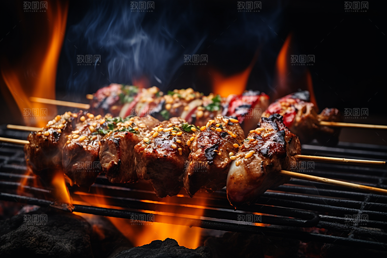 BBQ烧烤火辣肉食摄影图