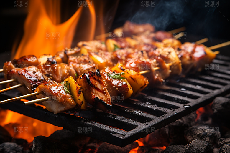 BBQ烧烤聚餐火辣摄影图