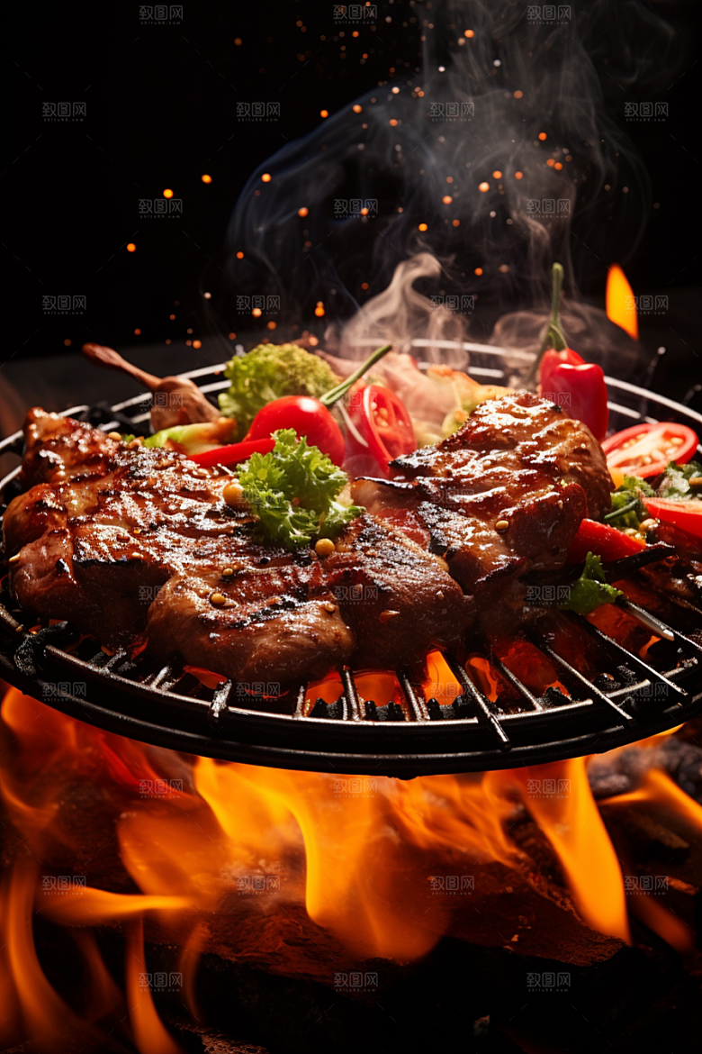 BBQ烧烤美味火热摄影图