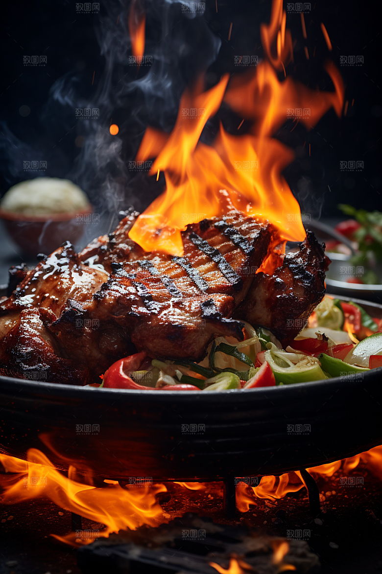 BBQ烧烤聚餐火辣摄影图