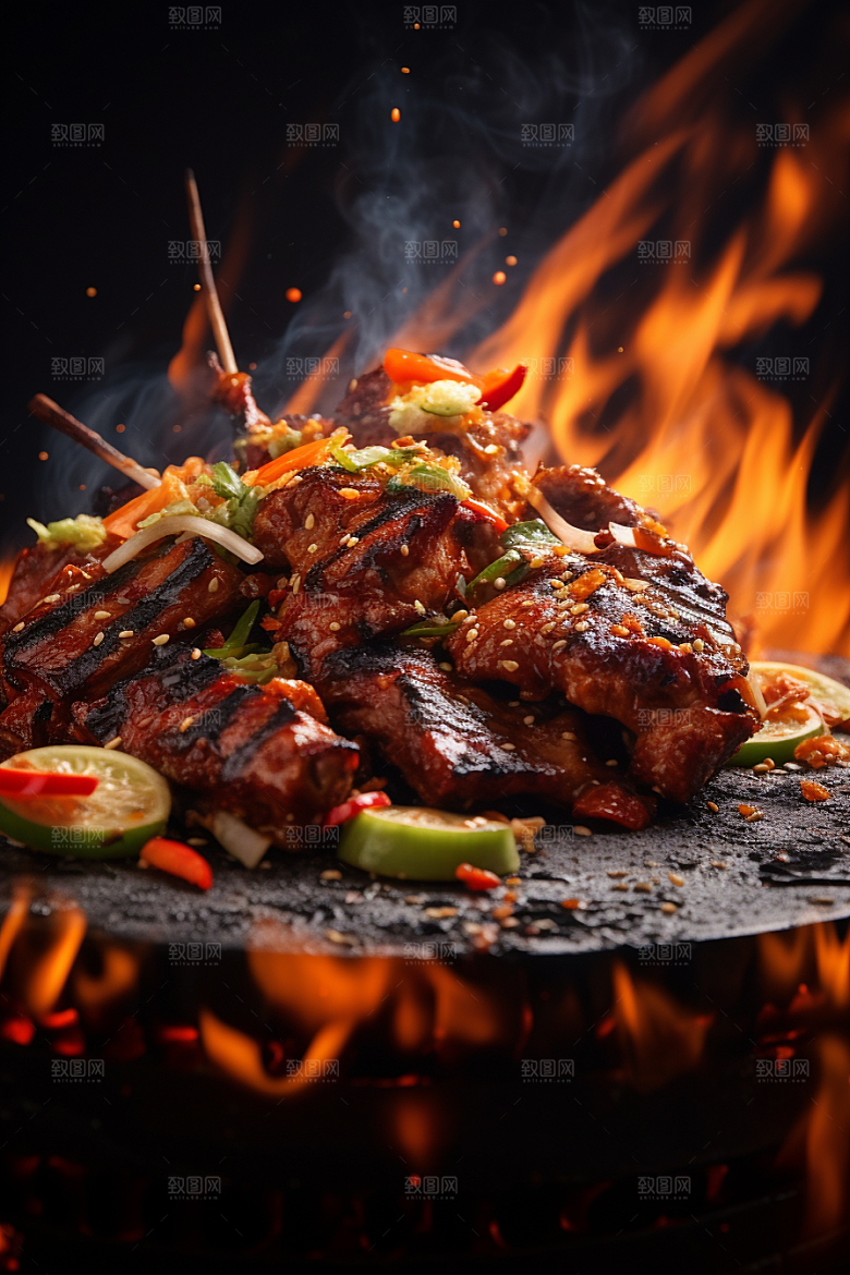 BBQ烧烤聚会火热摄影图