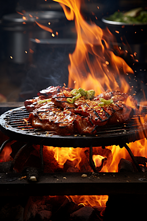 BBQ烧烤聚会烤串摄影图