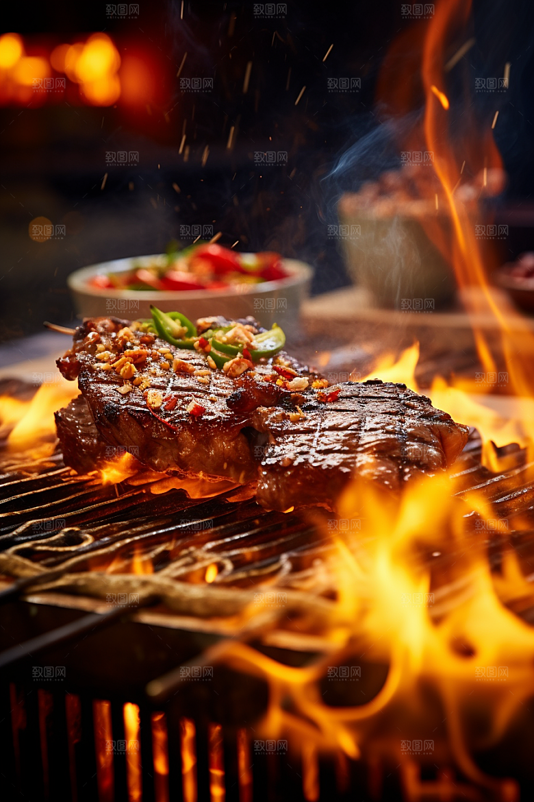 BBQ烧烤广告烤串摄影图
