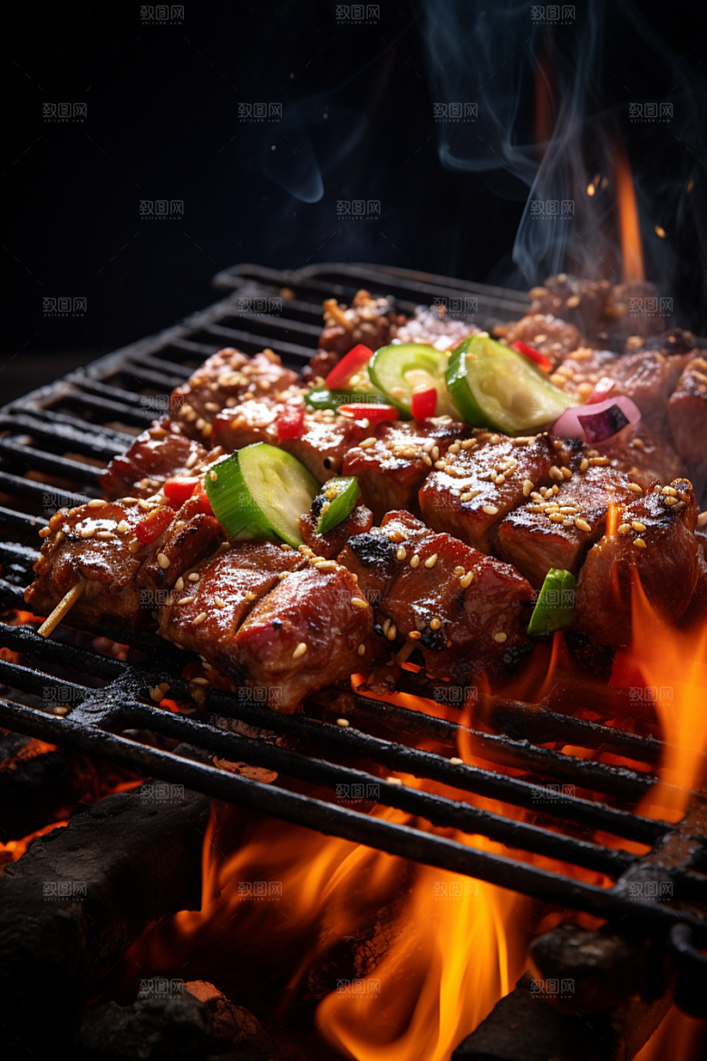BBQ烧烤美味聚餐摄影图