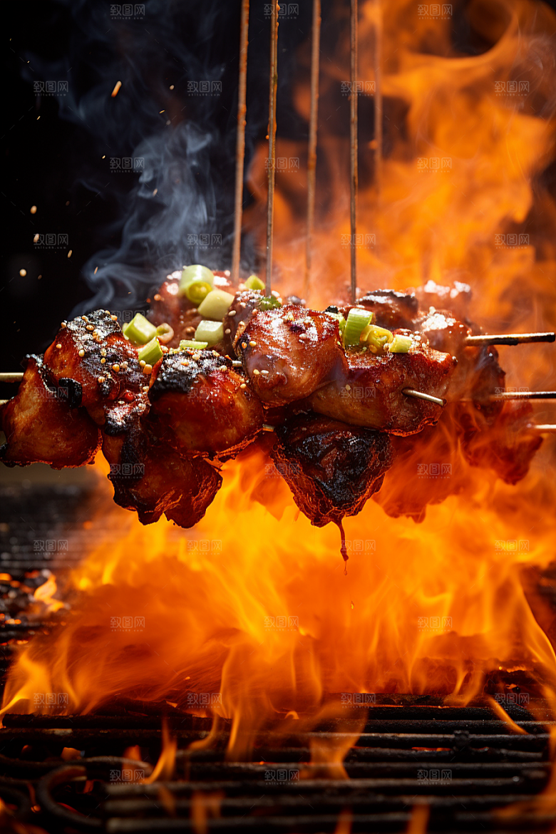 BBQ烧烤美食肉类摄影图