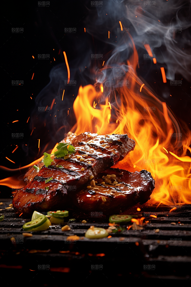 BBQ烧烤烤串火热摄影图