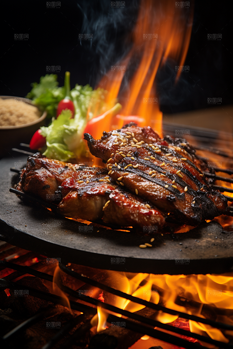 BBQ烧烤广告火辣摄影图