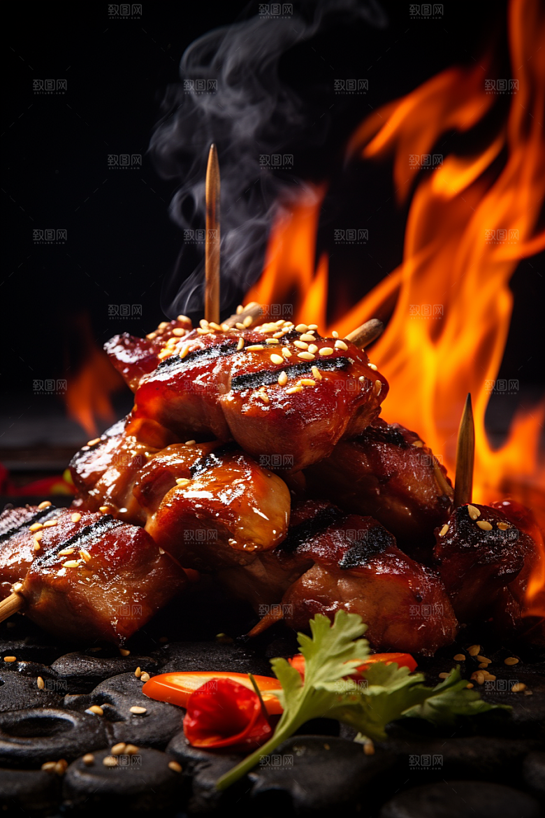 BBQ烧烤聚会火热摄影图
