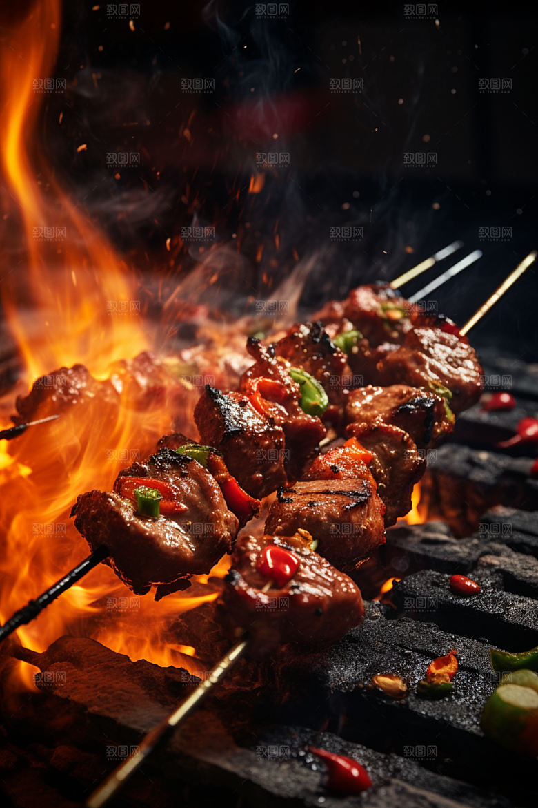 BBQ烧烤肉食聚餐摄影图