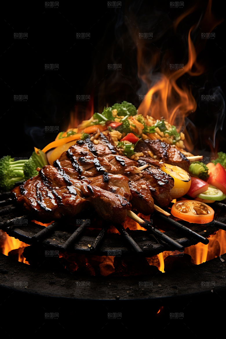 BBQ烧烤美食肉食摄影图