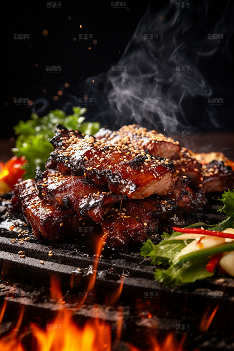 BBQ烧烤美味烤串摄影图