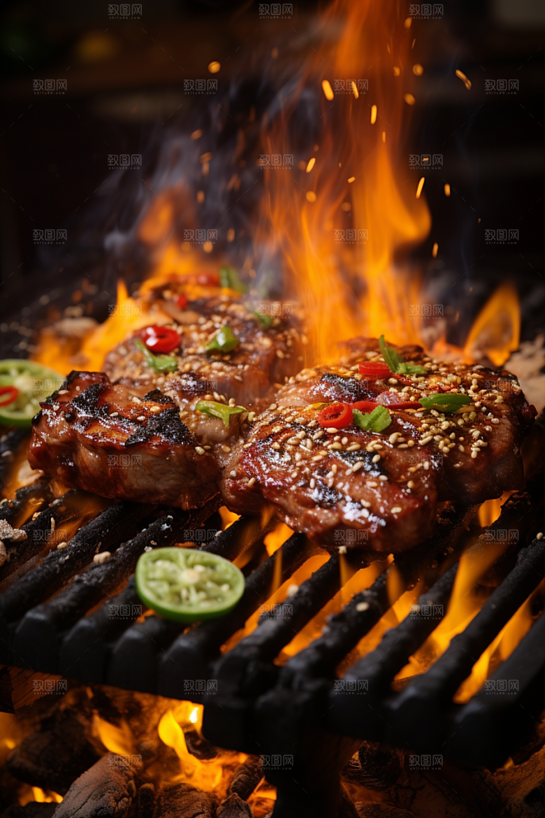 BBQ烧烤火热聚会摄影图