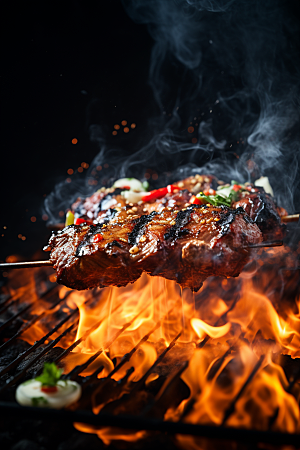 BBQ烧烤美味聚餐摄影图
