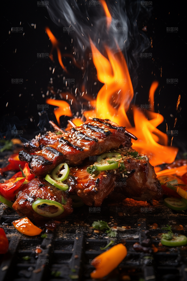 BBQ烧烤肉类广告摄影图