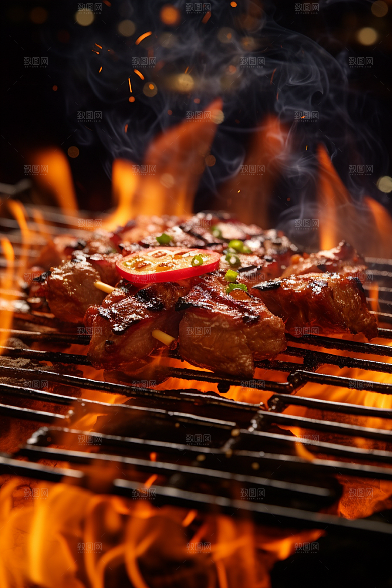 BBQ烧烤肉类聚餐摄影图