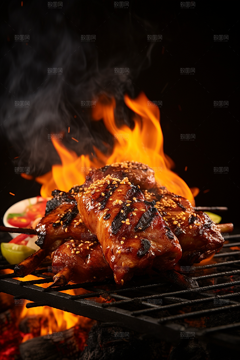 BBQ烧烤美食聚餐摄影图