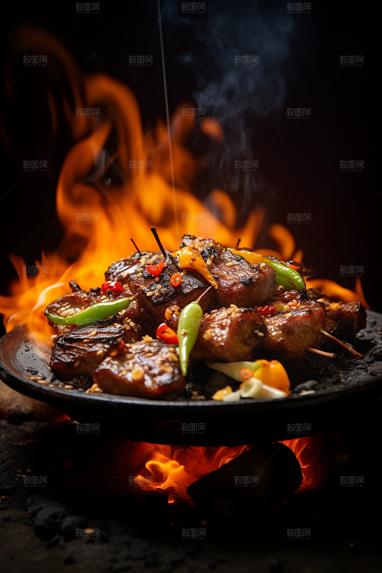BBQ烧烤聚餐肉类摄影图
