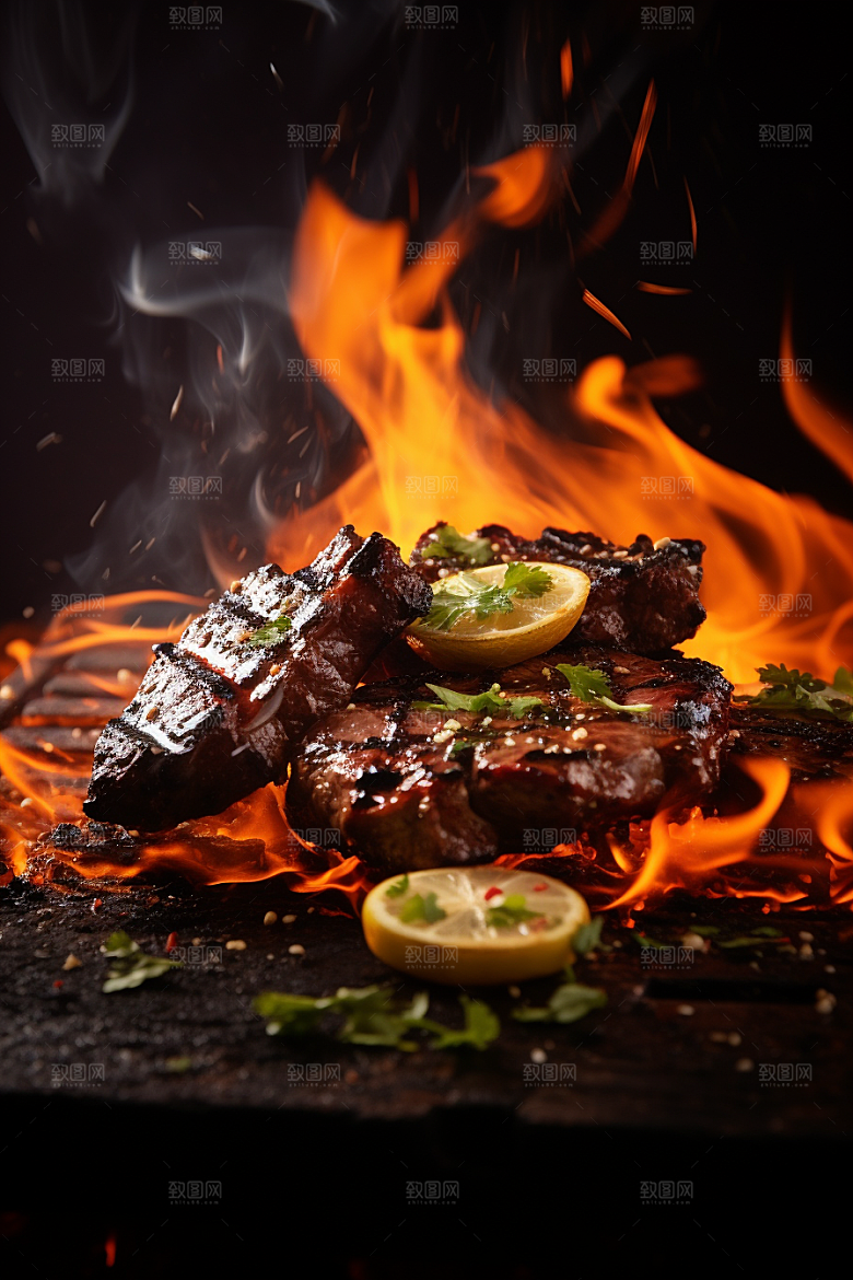 BBQ烧烤肉串聚餐摄影图