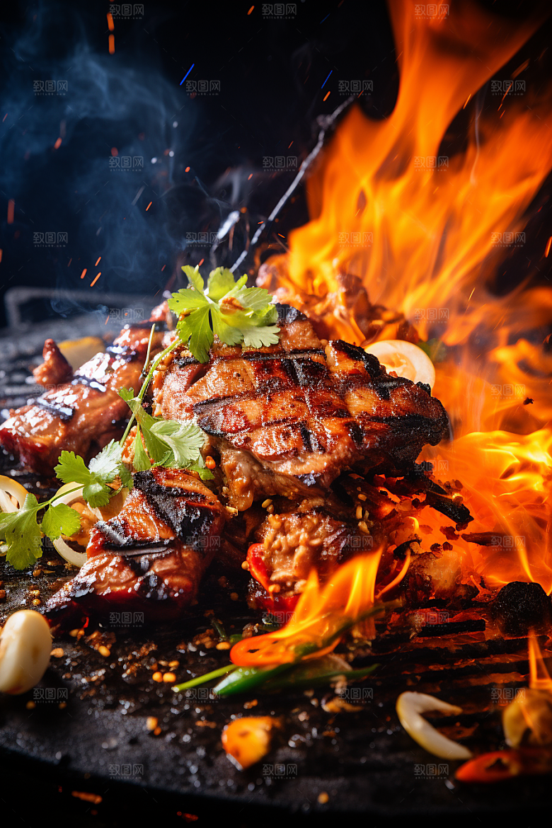 BBQ烧烤火辣火热摄影图