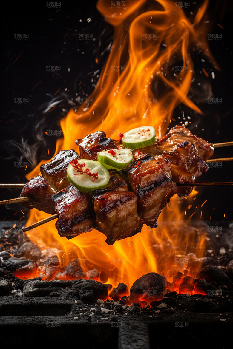 BBQ烧烤烤串肉类摄影图