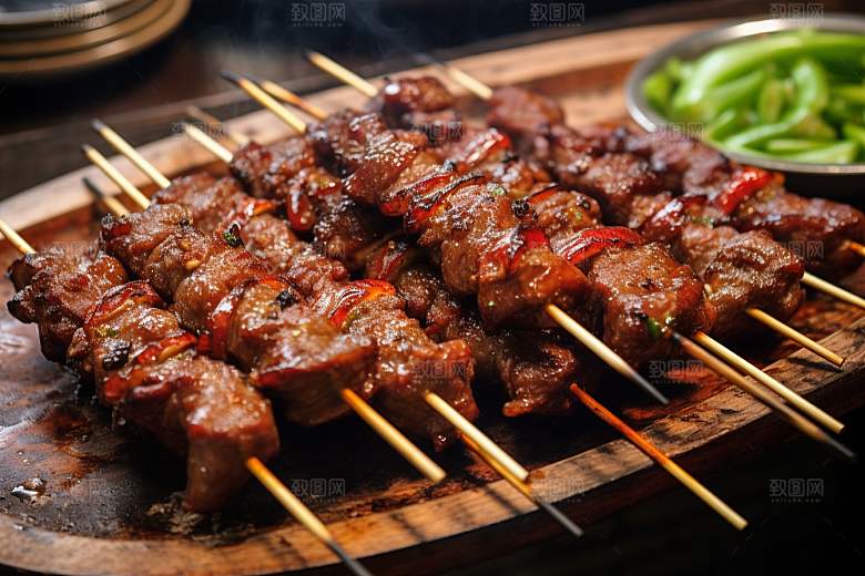 BBQ烧烤美味烤串摄影图