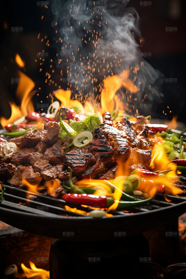 BBQ烧烤烤串美食摄影图