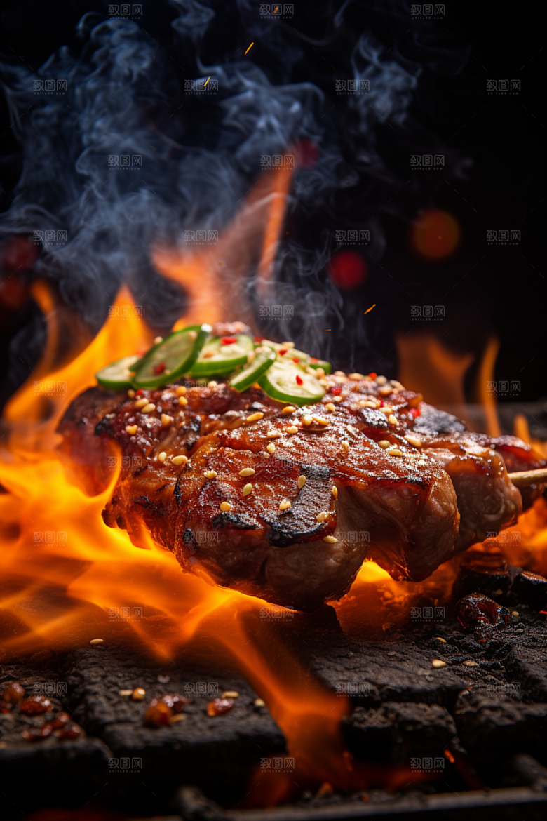 BBQ烧烤聚餐烤串摄影图