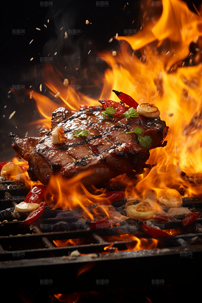 BBQ烧烤肉食美食摄影图