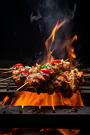 BBQ烧烤肉类火热摄影图