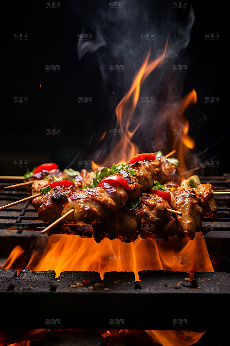 BBQ烧烤肉类火热摄影图