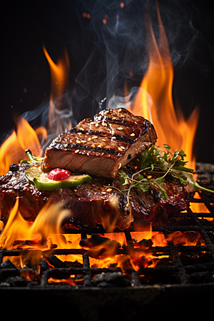 BBQ烧烤肉类肉食摄影图