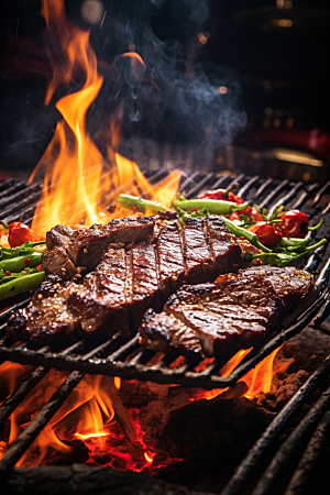 BBQ烧烤烤串肉类摄影图
