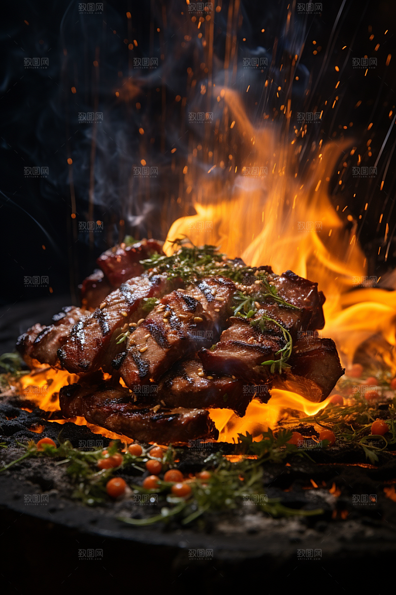 BBQ烧烤聚餐美食摄影图