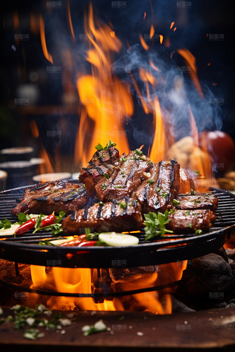 BBQ烧烤美食聚会摄影图