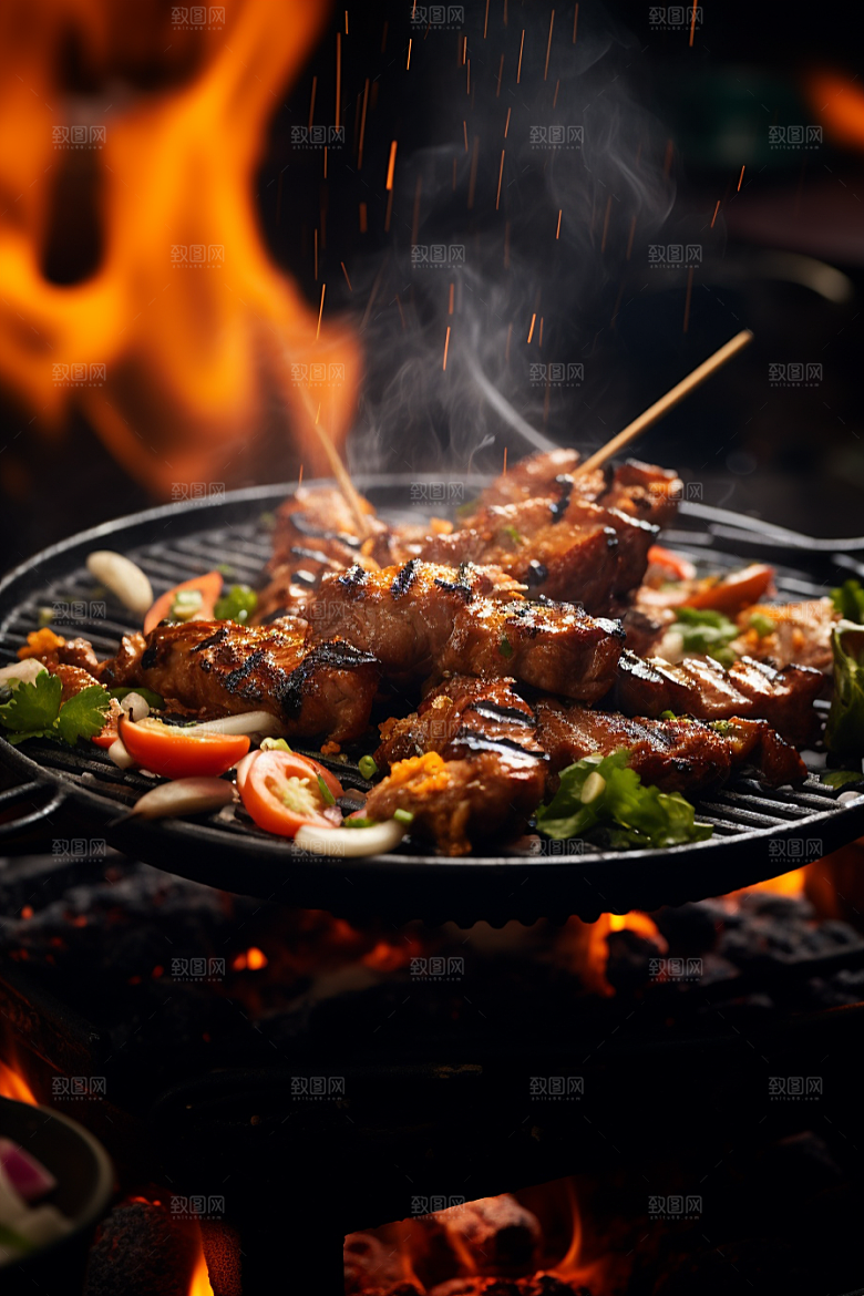 BBQ烧烤火热火辣摄影图