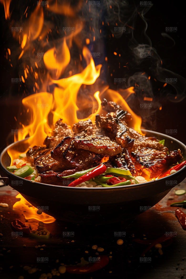 BBQ烧烤火辣肉类摄影图
