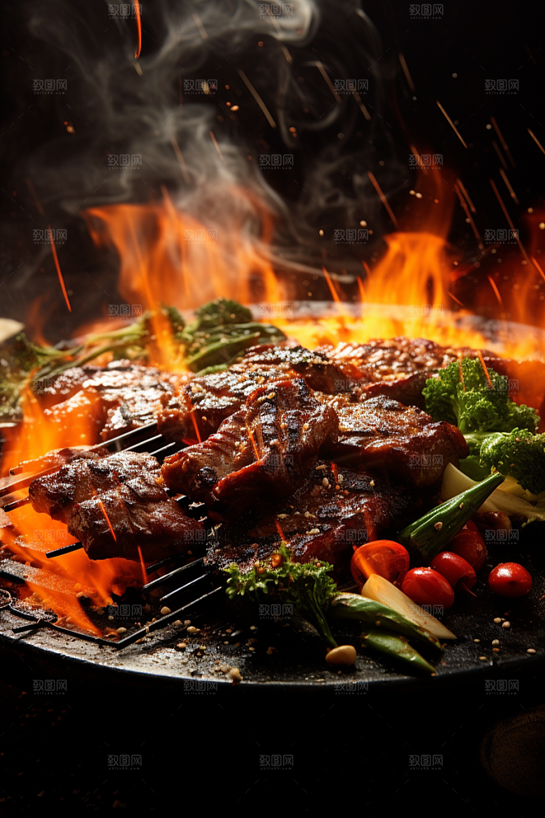 BBQ烧烤聚会火热摄影图