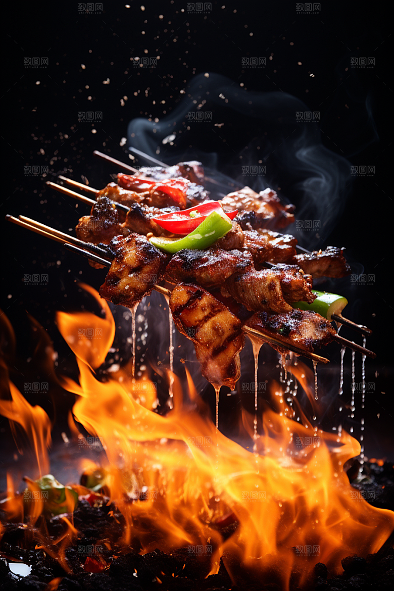 BBQ烧烤火热美味摄影图